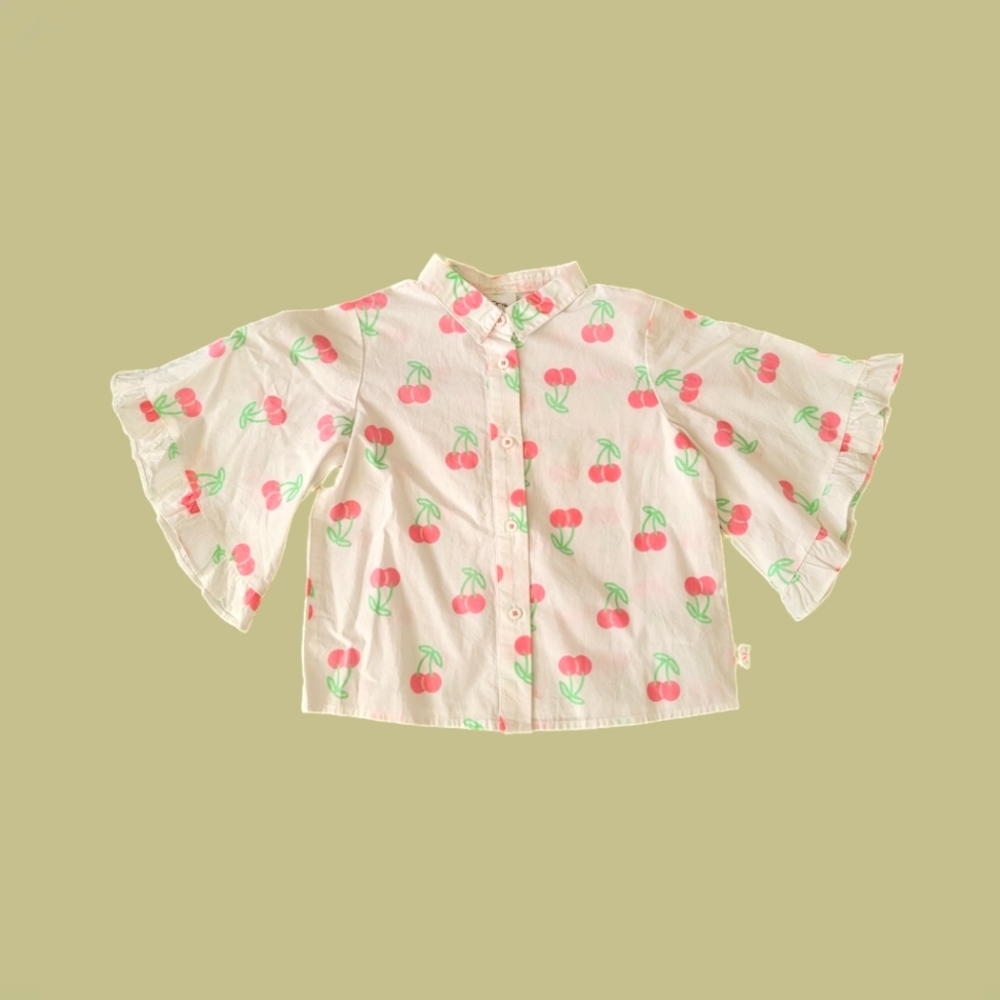 Art Class | Museum Of Ice Cream Girls' Cherry Print Flounce Sleeve Blouse 4/5